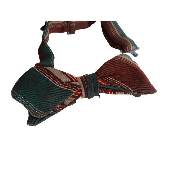 3 Vintage Pre-tied Bowties - Estate Find Green Blue Brown Metallic Multicolor - Picture 4 of 10